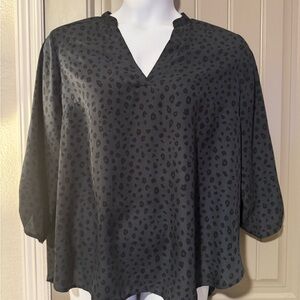 Lush Charcoal Patterned Blouse